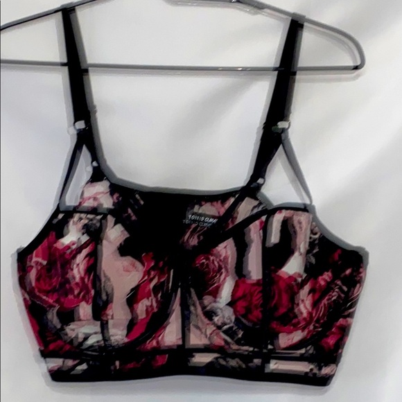 TORRID CURVES WO SIZE 4(42DD, 44D, 46C) BLACK FLORAL UNDERWIRE SHEER STRAPPY BRA - Picture 1 of 13